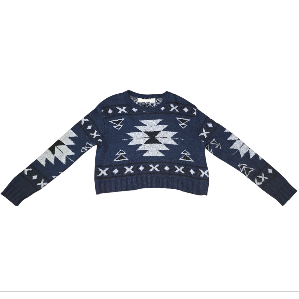 Jen's Pirate Booty Cropped Aztec Sweater Navy Size M